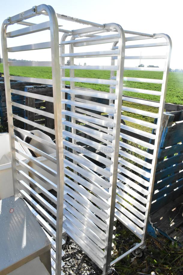 2 new Regency 600STPR20KD 20 pan aluminum steam table pan racks. Scratch and dent. Rugged and durable design.