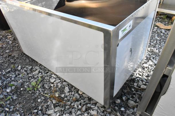 BRAND NEW Regency 600IB1836M 36"x18" stainless steel portable ice bin, minor scratches, label indicates NSF certification.