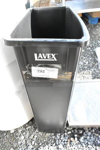 BRAND NEW SCRATCH AND DENT! Lavex Black Poly Slim Jim Trash Can. - Item #1210068