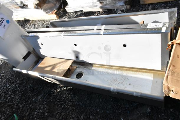 BRAND NEW Regency 600HSMSB1872 wall-mounted hand sink, 72"x17.5", for 3 single-inlet faucets, scratch and dent condition.