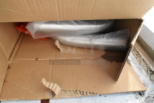 Brand new scratch and dent Regency 600HSMSB1872 wall-mounted hand sink in box, designed for 3 single-inlet faucets.