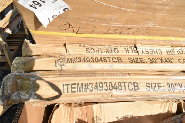 7 new scratch and dent items; includes tabletops, wire rack. Marked ITEM#3493048TCB, SIZE: 30"X48".