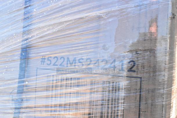 Shrink-wrapped pallet with 12 new scratch and dent items. Visible label: "#522MS242412". Includes ice bin and mop sink.