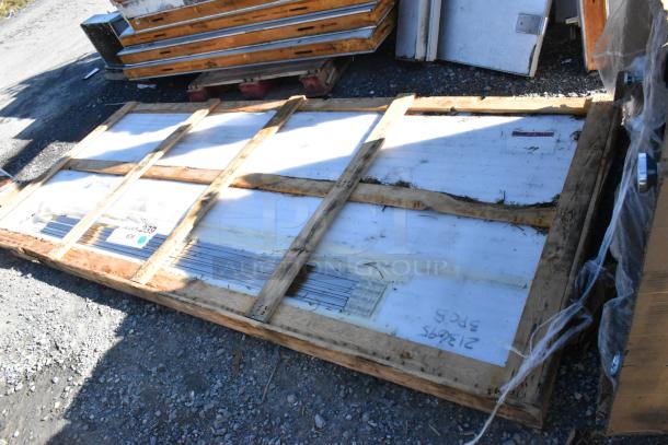 BRAND NEW SCRATCH AND DENT! Halifax 421SSPAN410, 48"x120" stainless steel wall panel, shown in shipping crate.