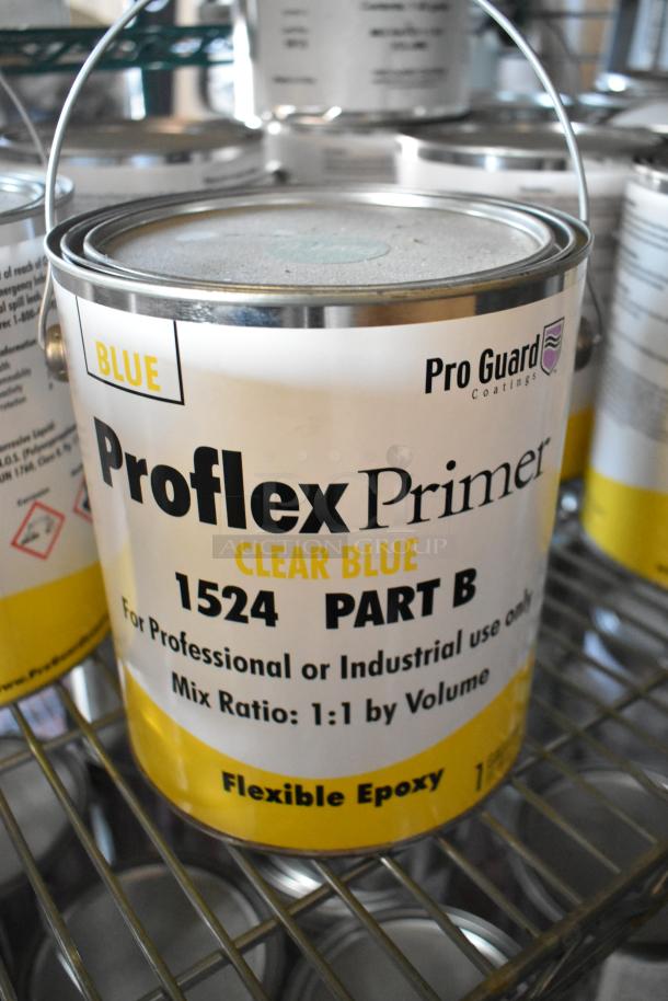 18 Pro Guard chemicals, including 1524 Part B Clear Blue Flexible Epoxy. For professional use, 1:1 mix ratio.