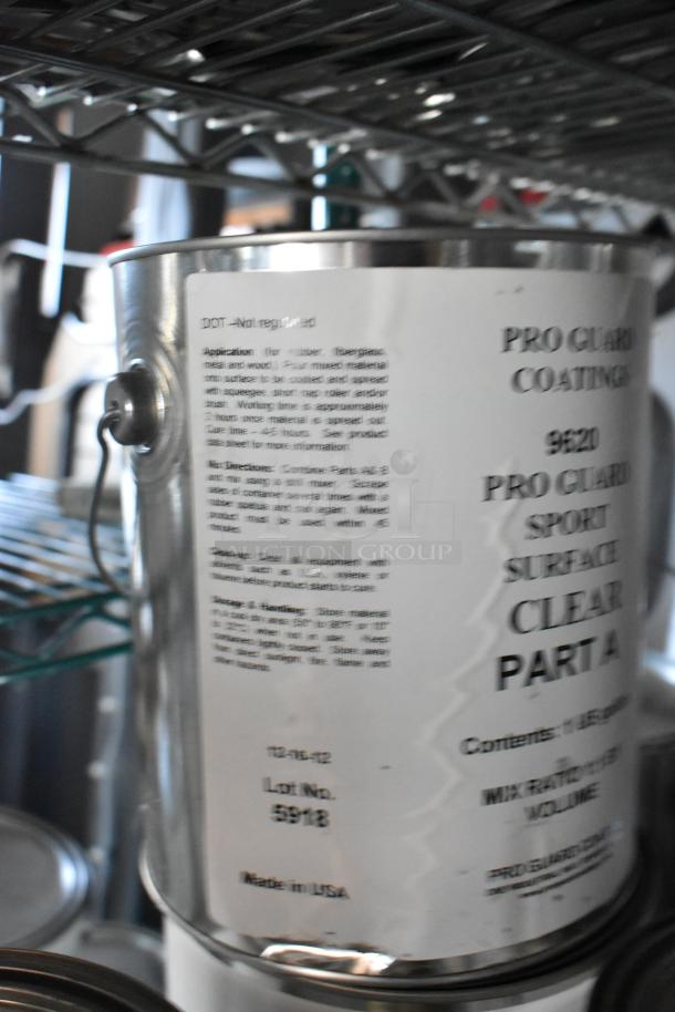 18 Pro Guard Chemicals: 1524 Part B Clear Blue Epoxy, 9620 Sport Surface Clear Part A. Includes labels and instructions.