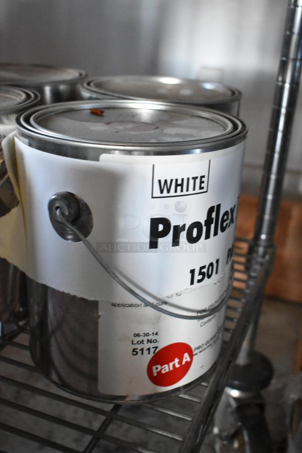 22 cans of Pro Guard Chemicals, including 9100 Super Armor and 1501 Part A. Featured: Proflex White, Lot No. 5117.