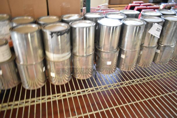 54 cans of Pro Guard chemicals, including ProFlex 1501 Part B epoxy, on a shelf. Labels and conditions varied.
