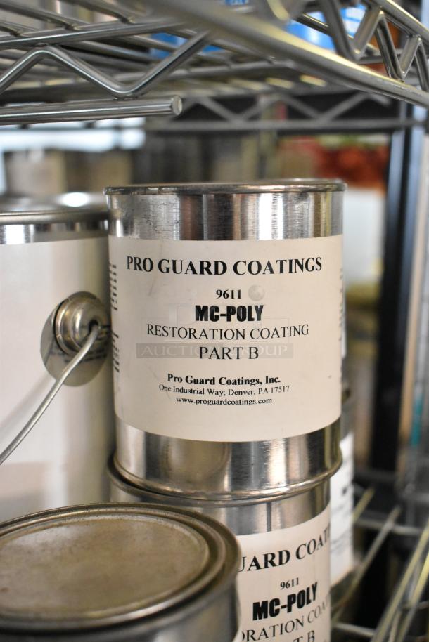 Set of 29 Pro Guard Coatings chemicals, including 9611 MC-Poly Part B. Sealed cans, ideal for restoration projects.