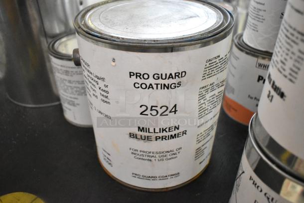 38 cans of Pro Guard chemicals including Epoxy Clear Primer Part A, 2524 Milliken Blue Primer, 2407 Part C Epoxy.