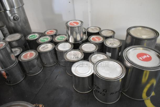 38 Pro Guard chemical cans, including Epoxy Clear Primer Part A, 2524 Milliken Blue Primer, 2407 Part C Epoxy.