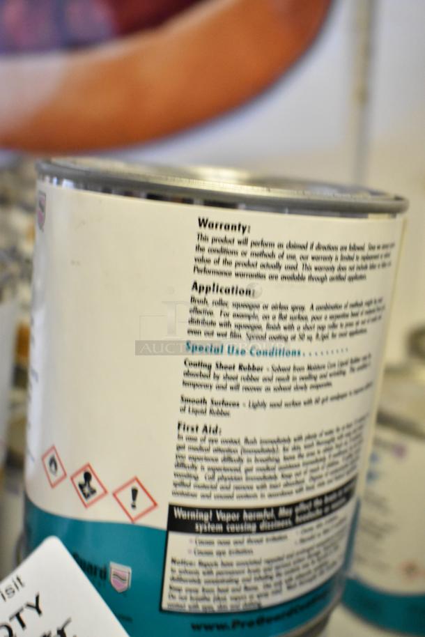 Container of Pro Guard 9109 Black Moisture Cure Liquid Rubber, showing application instructions and safety warnings.