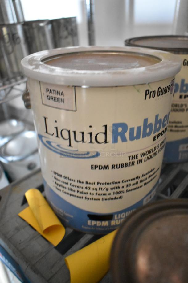 Pro Guard Liquid Rubber Patina Green can, EPDM rubber coating, labeled for restoration. Part of 25-piece chemical set.