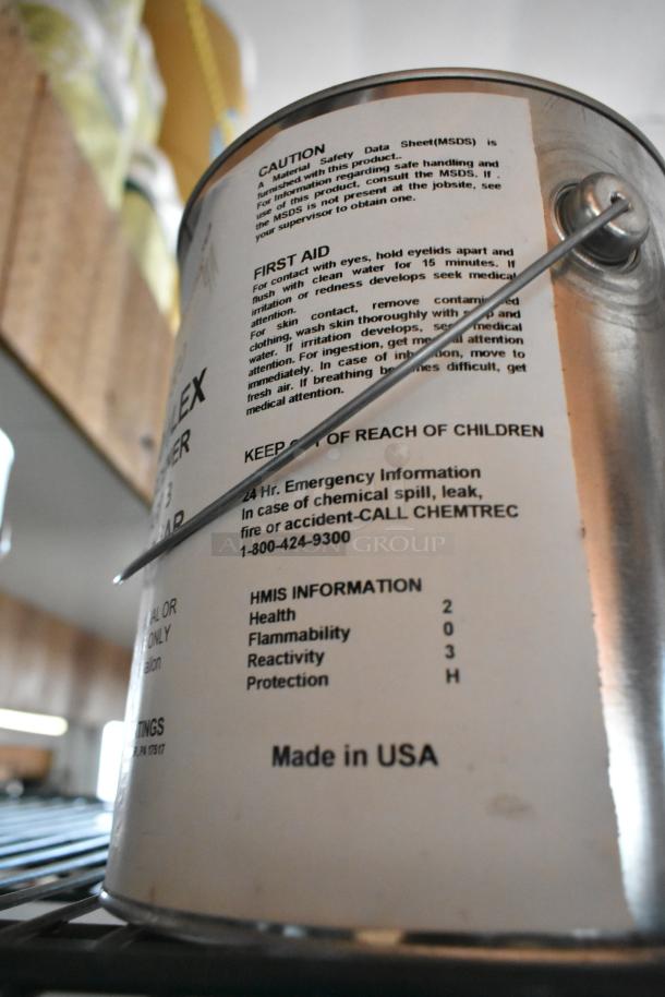 Auction item: Pro Guard Chemicals including XP1219 Rubber Filled Primer, 1500 Pro Flex Hardener. Label with safety info visible. Made in USA.