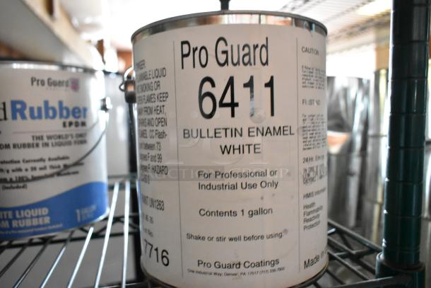 18 Pro Guard chemical products, including 9608 Medium Gray Part A, Liquid Rubber EPDM White, 6411 Bulletin Enamel White.