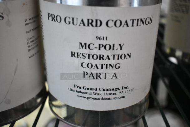 Pro Guard MC Poly Restoration Coating Part A can, label showing company details; 41 cans in auction lot.