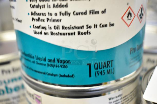 Label of Pro Guard 9118 Moisture Cure Liquid Rubber, 1 quart container, oil-resistant, suitable for restaurant roofs.