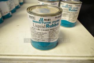 19 cans of Pro Guard 9101 Moisture Cure Liquid Rubber, white, new condition, ideal for waterproof sealing.