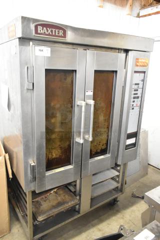 Baxter Stainless Steel Commercial Electric Powered Mini Rotating Rack Oven on Dual Pan Rack w/ Commercial Casters. - Item #1209838