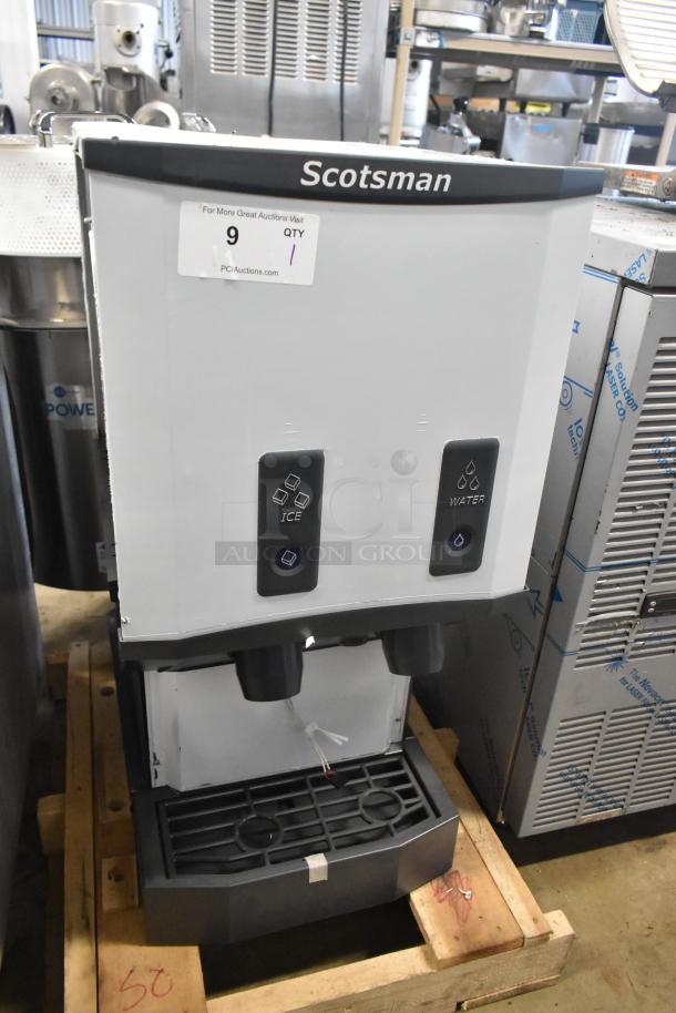 2024 Scotsman HID312AB-1A Meridian stainless steel ice machine and water dispenser, 12 lb. bin, push button, new condition.