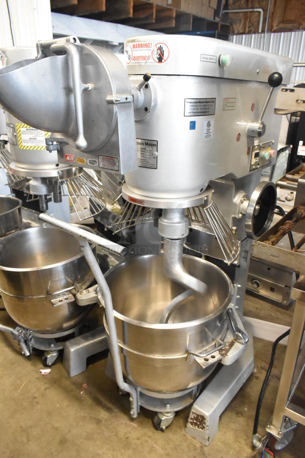 2021 Precision HD-60 60 Quart Dough Mixer with bowl, dolly, guard, Pelican head, and dough hook. 220V, 3 Phase.