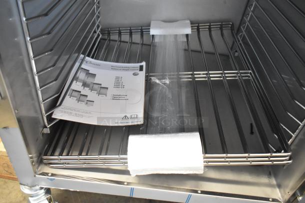 Alto Shaam 750-S heated holding cabinet, stainless steel, commercial casters, scratch and dent, 120V, new condition.