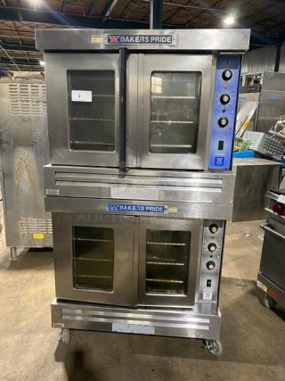 Bakers Pride Cyclone Series stainless steel double convection oven, model GDCO-G1, thermostatic controls, on casters.