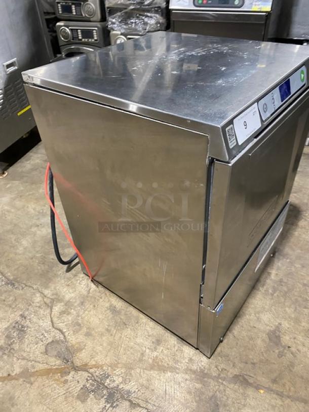 Hobart LXEC commercial stainless steel undercounter dishwasher with full-size peg rack, Energy Star certified, 120V 1 Phase.