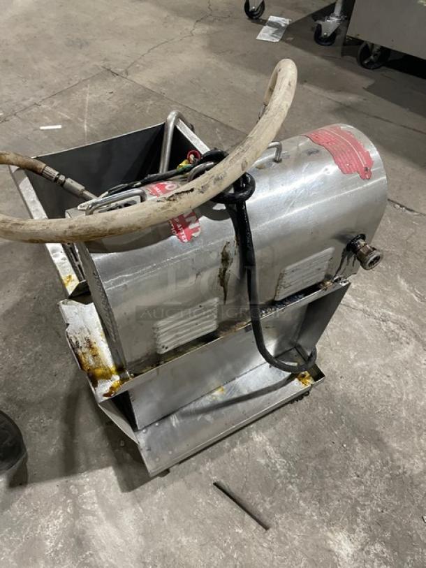RF Hunter Filtrator HF130 portable oil filtration system on casters, stainless steel, electric, model SN 19092, used condition.