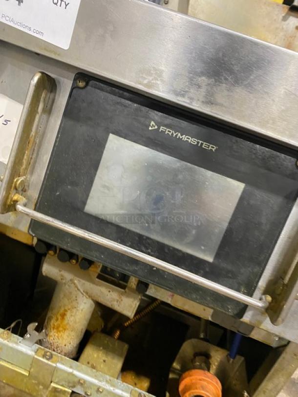 Frymaster FilterQuick Series electric fryer, Model 1FQE80U0ZQTZB17, with touch screen control and filtration system. Stainless steel on casters, 208V 3 Phase.
