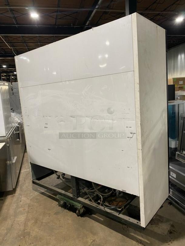 True Commercial Triple Glass Swing Door Refrigerator, Model GDM-72. Includes poly-coated wire rack, beverage organizer. Visible wear.