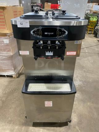 Taylor Commercial Stainless Steel Electric Powered Dual Flavor & Twist Soft Serve Ice Cream/Custard/Sorbet/Frozen Yogurt Machine! With 2 Hoppers! Model: C713-33 SN: K8116793! 208-230V 3 Phase! On Casters! - Item #1209915