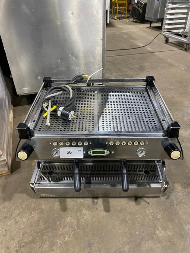 La Marzocco 2014 GB/5 2 AV stainless steel espresso machine with steam wand, drip tray. Electric, 208-240V, 1 phase, model GB52AV.