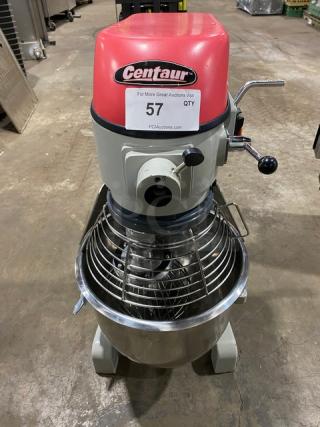 Centaur! 2018! Late Model! Commercial Electric Powered 20 Qt. Planetary Mixer! With Stainless Steel Bowl Guard, Mixing Bowl & Wired Whip/Whisk Attachment! With Aluminum Flat Beater & Spiral Dough Hook Attachments! Model: MAC20! 115V 1 Phase! - Item #1209937