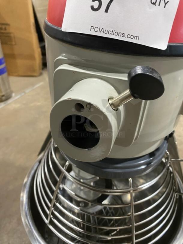 Centaur MAC20 electric planetary mixer, 20 Qt. with stainless steel bowl guard, bowl, whip, beater, and dough hook. 115V, 1 phase.