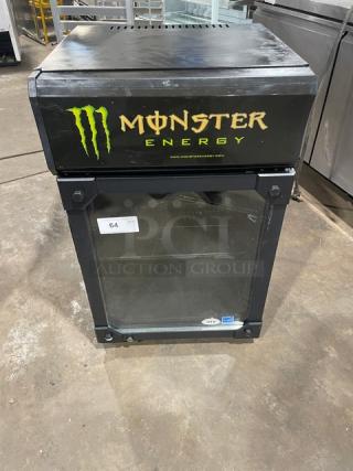IDW.Global G6CB Monster Energy countertop beverage merchandiser, black, single glass door, Energy Star, wired rack.