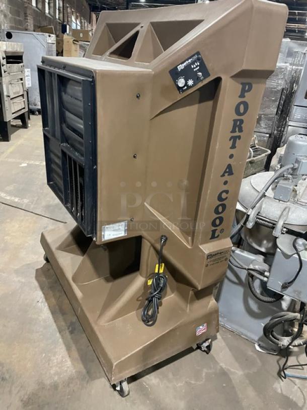 Port-A-Cool Jet Stream 2400 Series PACJS2400 evaporative cooler, 115V, on casters, brown, commercial grade, SN: 260860-11.