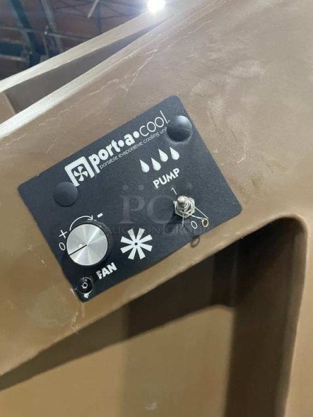 Port-A-Cool Jet Stream 2400 control panel, model PACJS2400. Features fan and pump controls, in good condition.
