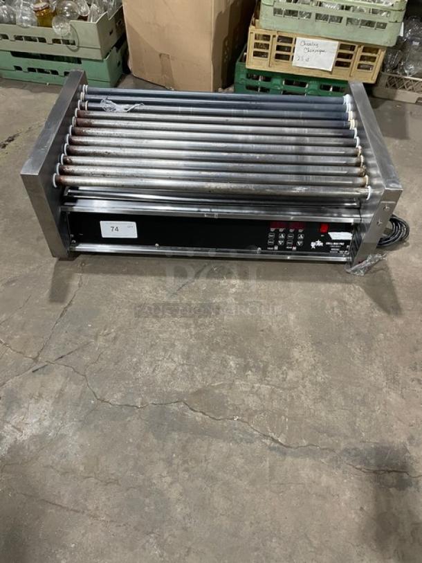Star Grill-Max Pro 50SCE stainless steel hot dog roller, 2018 model, holds 50 dogs, electric, used condition, 120V.