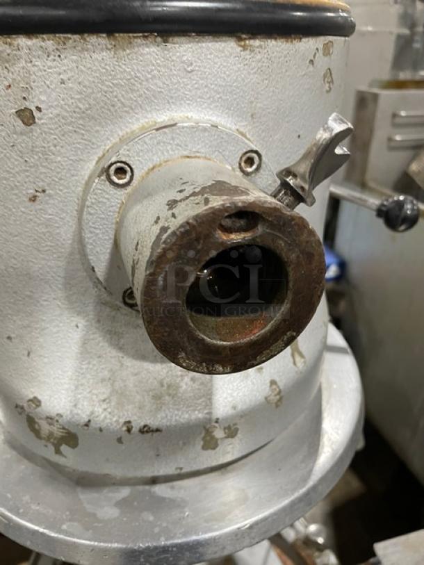 Commercial electric planetary mixer, Model MIX8140, SN: 71864, 220V, 1 Phase, on legs, visible wear, heavy-duty use.