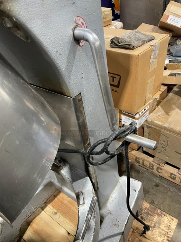 Commercial electric planetary mixer, model MIX8140, SN 71864, 220V 1-phase, on legs, visible power cord, in used condition.