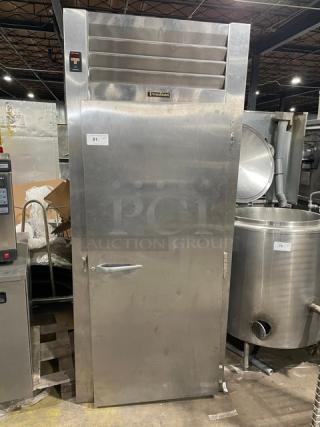 Traulsen stainless steel roll-in refrigerator, model ARI134LUTFHS, single door, 115V, used condition, SN: T26797K06.