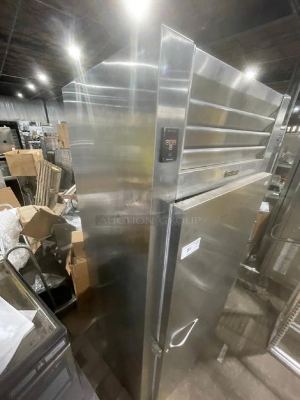 Traulsen stainless steel single door roll-in refrigerator, model ARI134LUTFHS, with control panel, used condition, 115V.