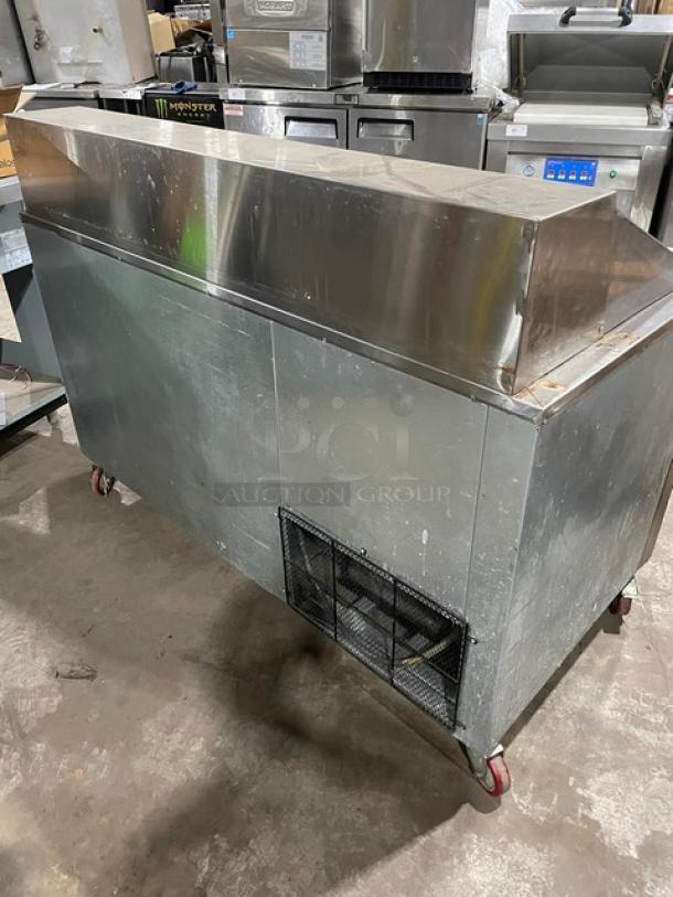 CoolTech 2021 stainless steel 2-door prep table, model CTR-60BM, on casters, with poly coated wired rack, 120V.