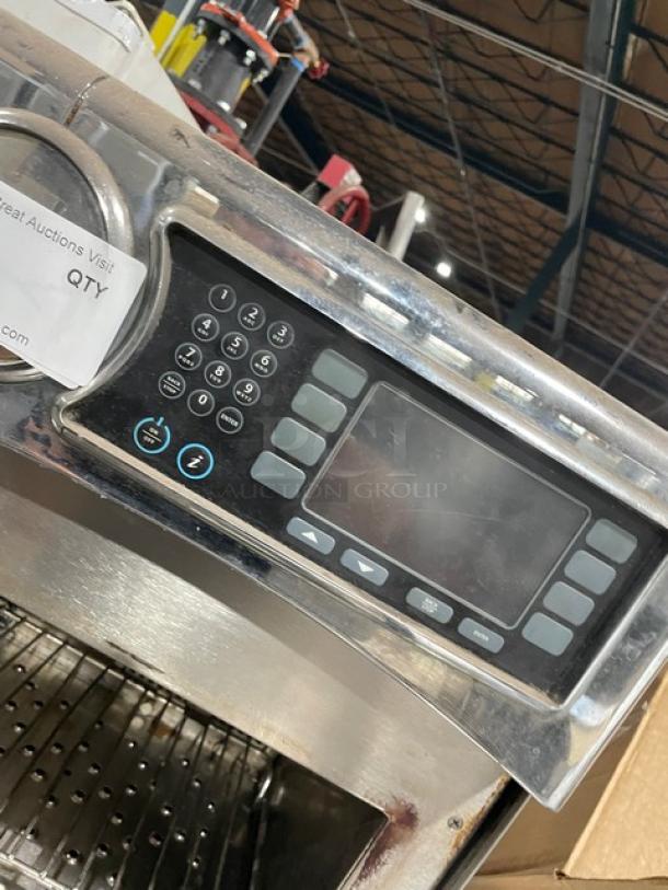TurboChef NGO stainless steel rapid cook countertop oven, electric, digital controls, 208/240V, 1 phase, on legs.