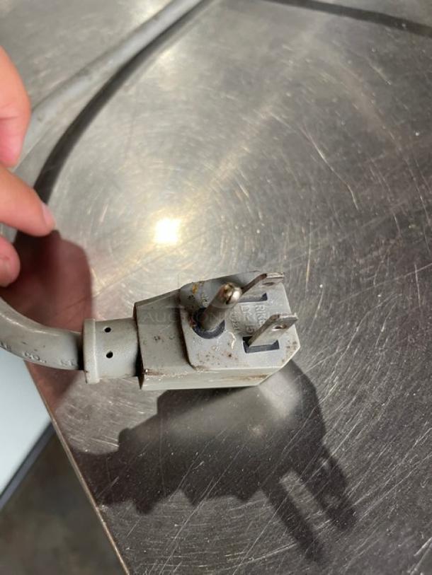 Turbo Air M3 Series single door undercounter refrigerator plug; shows wear but functional condition.