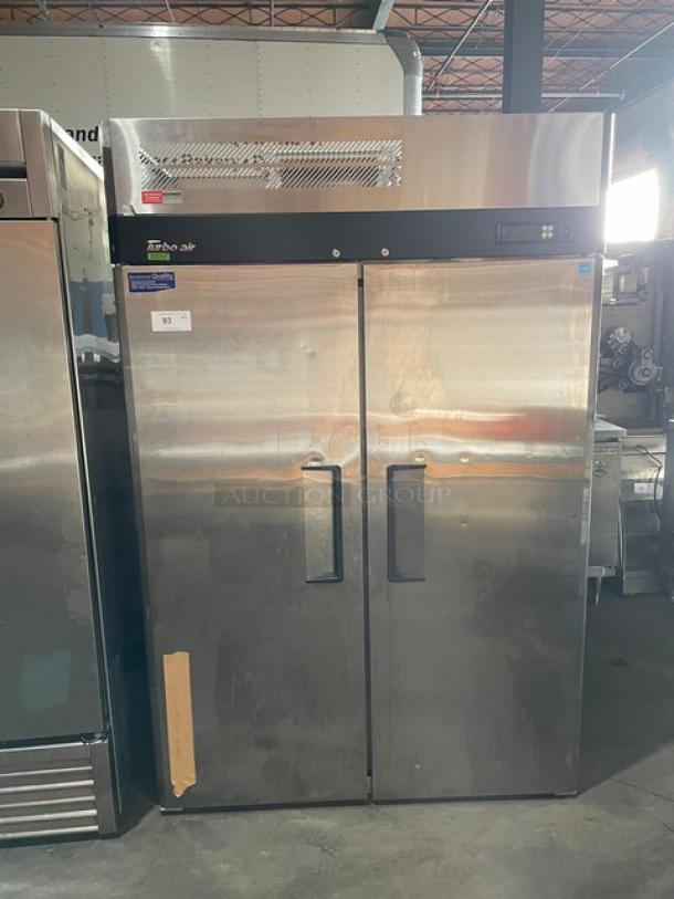 Turbo Air M3 Series stainless steel 2-door commercial freezer, Model M3F472N, Energy Star certified, poly-coated rack.