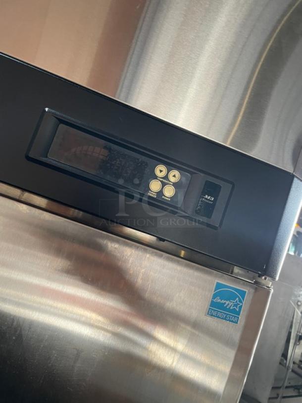Turbo Air M3 Series 2-door stainless steel freezer, Model M3F47-2-N, Energy Star certified, poly-coated rack.