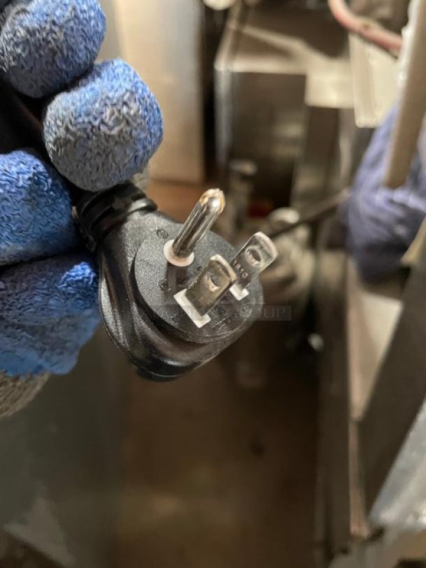 Close-up of a power plug for the Turbo Air M3 Series Commercial Freezer, model M3F47-2-N, showing 115V 1 Phase compatibility.