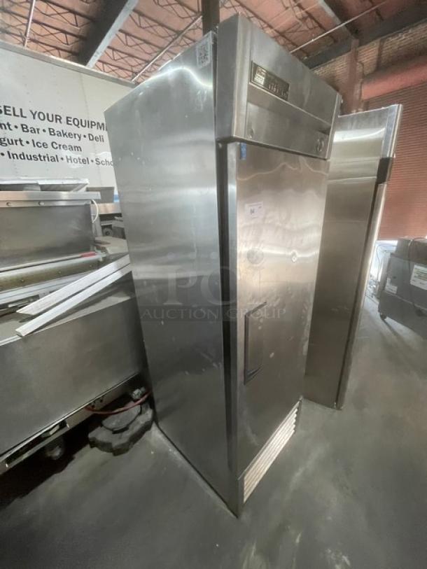 True T-23F stainless steel single-door commercial freezer; Energy Star certified; poly-coated wire rack; model T-23F.